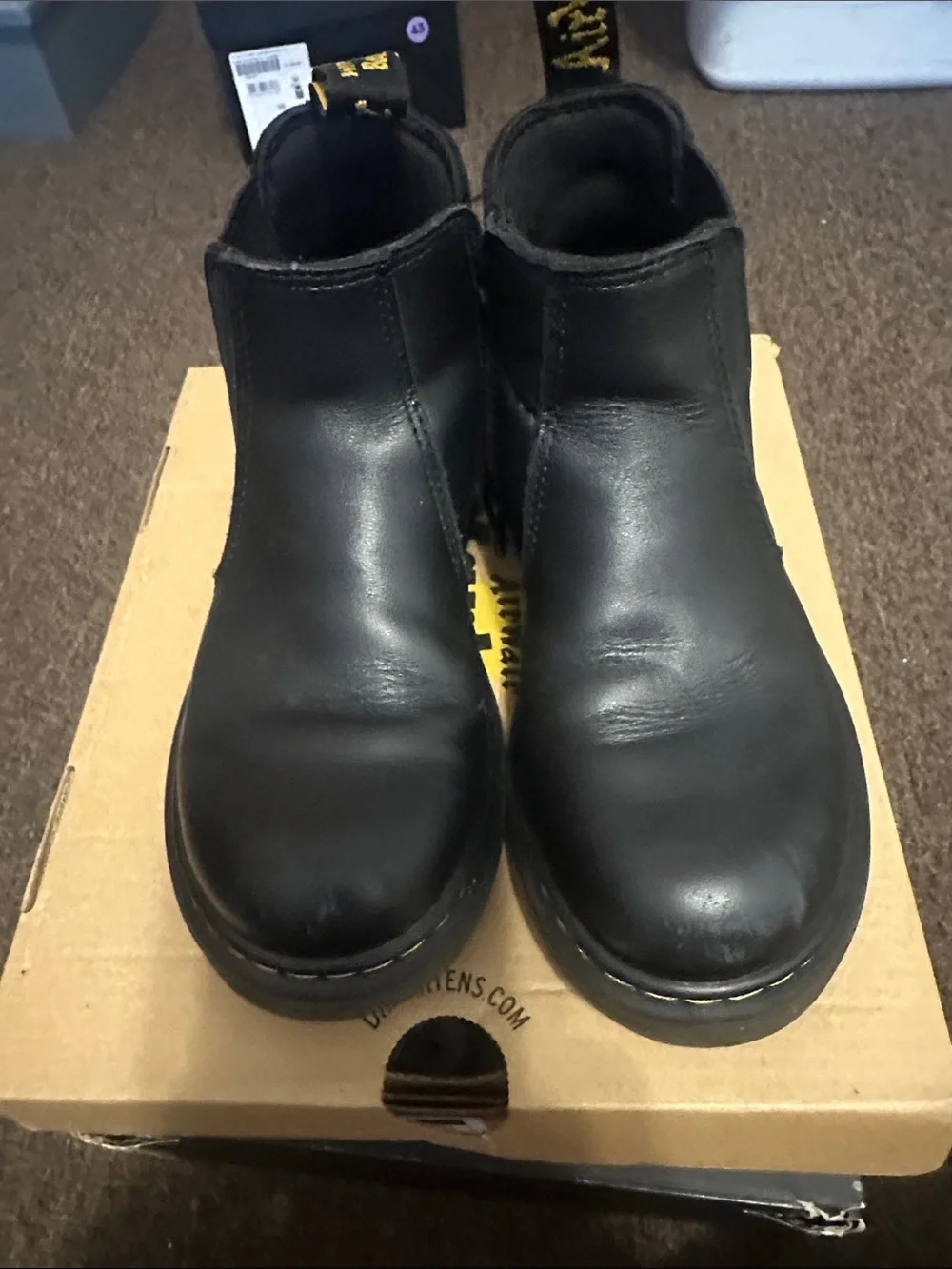 Dr. Martens Kids Black Leather Chelsea Booties
